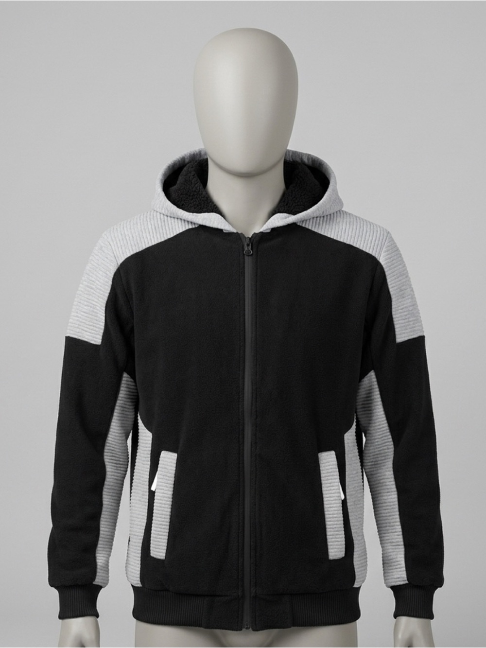 Men's Black & Light Gray Performance Hooded Jacket